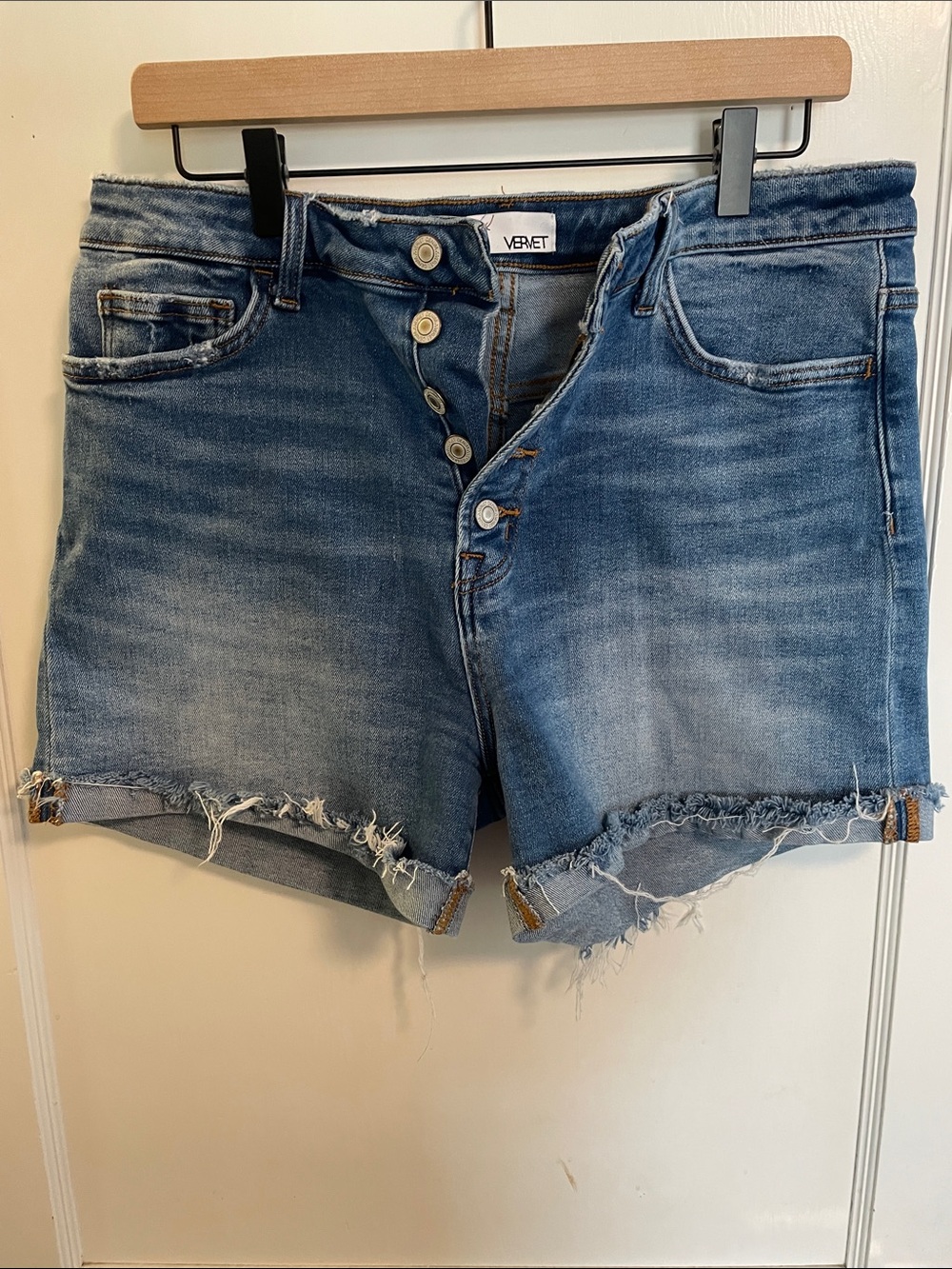 Vervet Blue Distressed Denim Shorts
